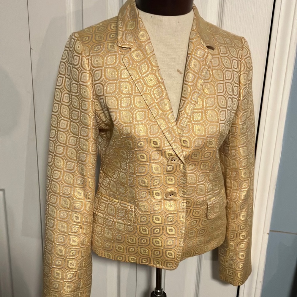 J Crew Blazer size 6 Style 14993 Gold and Yellow  silk blend